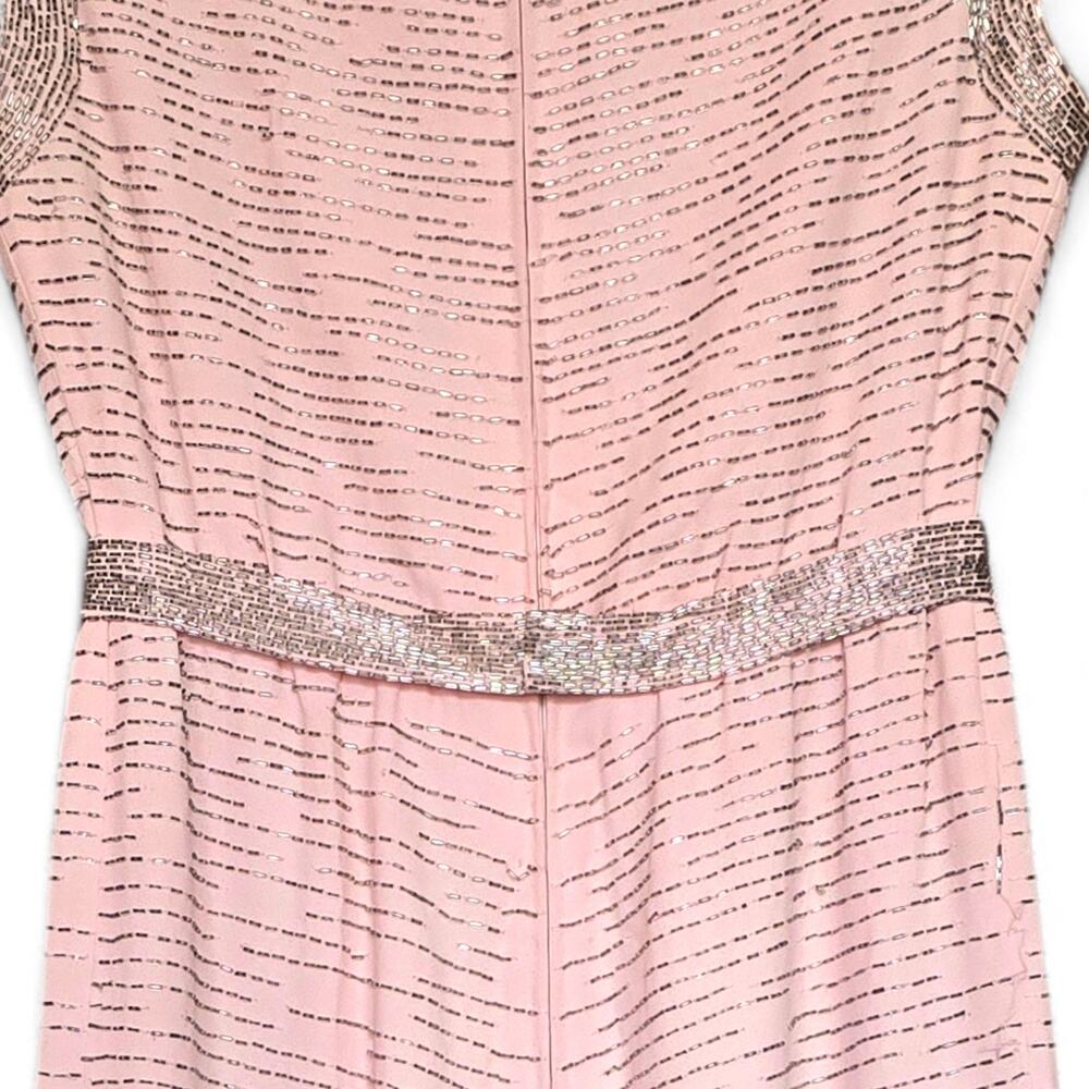 Vintage 1960s Malcolm Starr Beaded Evening Gown Pink Column Dress Hong Kong 10 - Picture 8 of 15